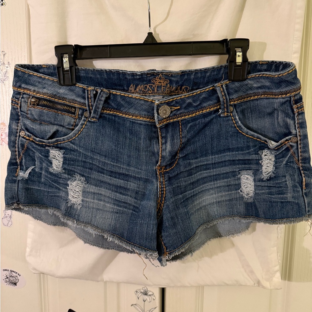 Almost Famous Distressed Blue Jean Shorts